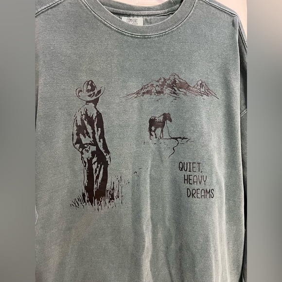 Zach Bryan Quiet Heavy Dreams Custom Comfort Colors Sweatshirt Green Size 2XL - Picture 3 of 5